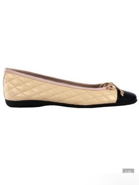 new French Sole FS/NY Paspo-R Ballet Flats Black Patent/Beige Leather Size 10